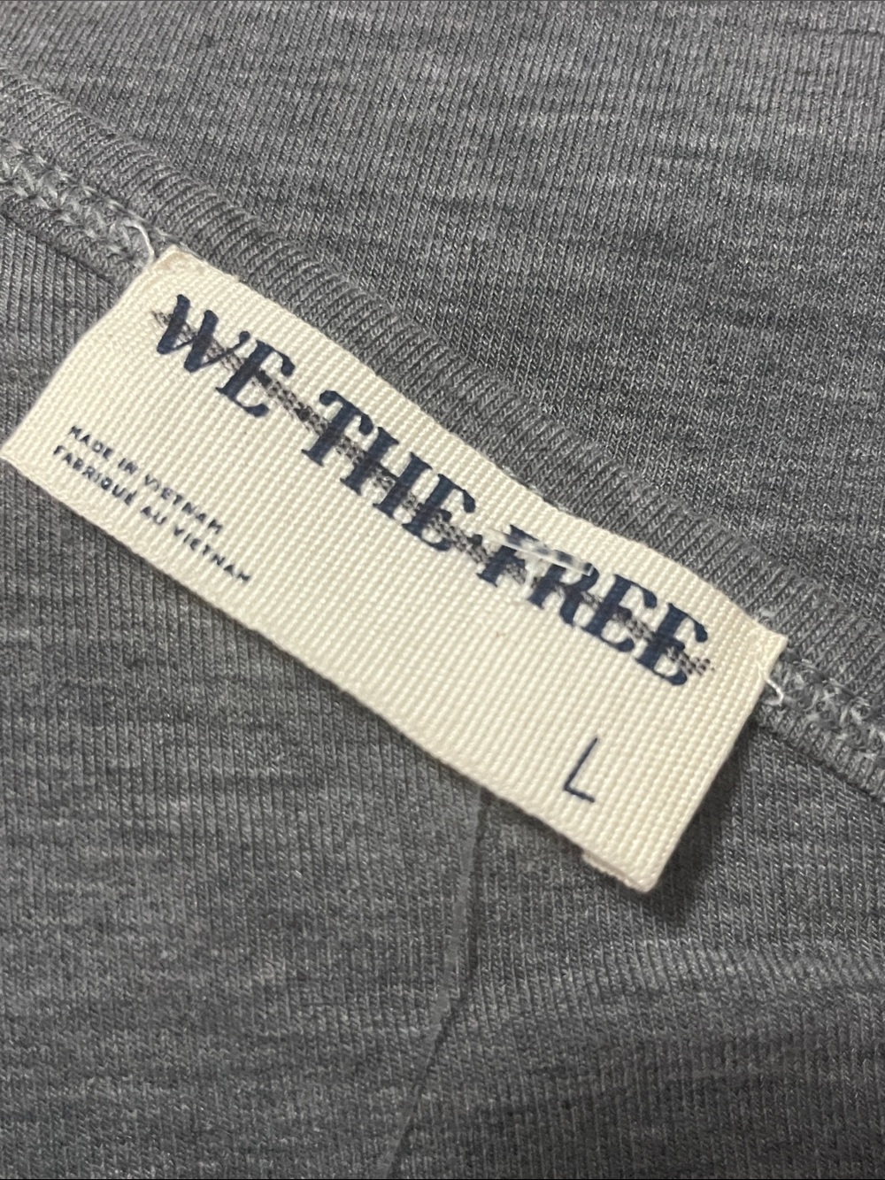 1143. FREE PEOPLE We The Free one shoulder top in Grey Sz L NWOT - Picture 2 of 3